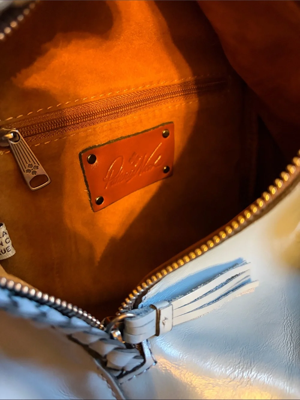 Patricia Nash Blue Leather Sling Bag with Braided Detail